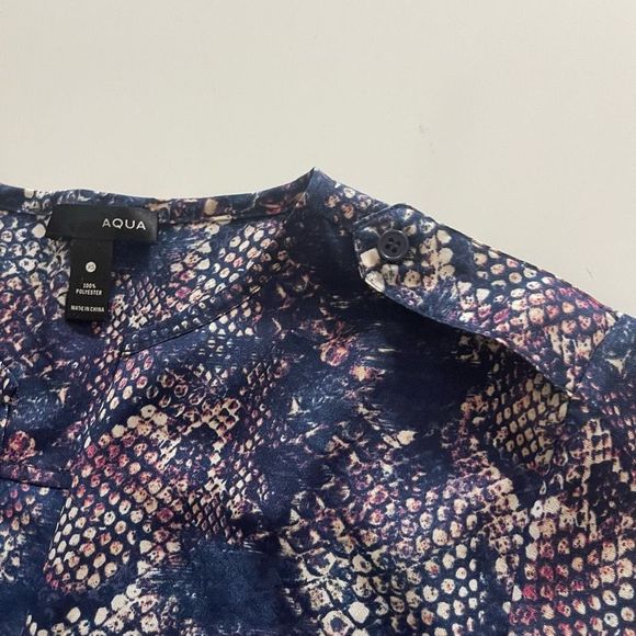 Aqua Women Blouse Snake Print Animal Blue Purple Color Sz XS - Picture 10 of 12